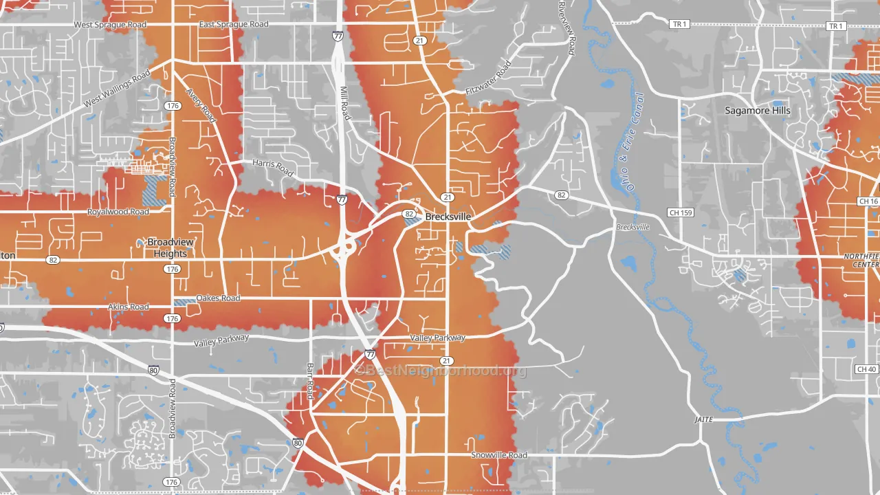 Transit Grade map of 44141, OH