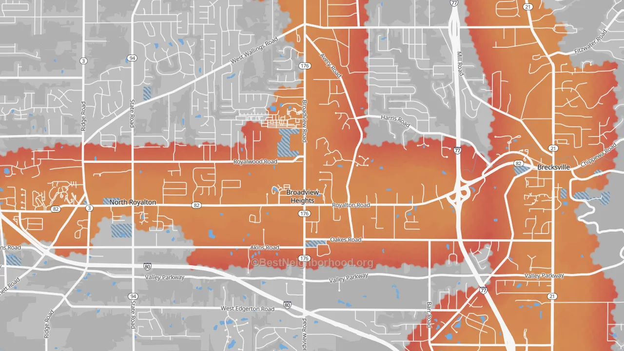 Transit Grade map of 44147, OH