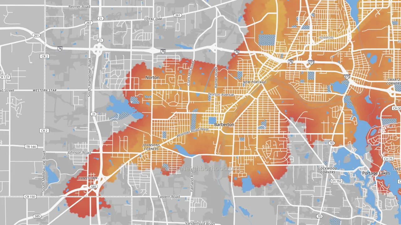 Transit Grade map of 44203, OH