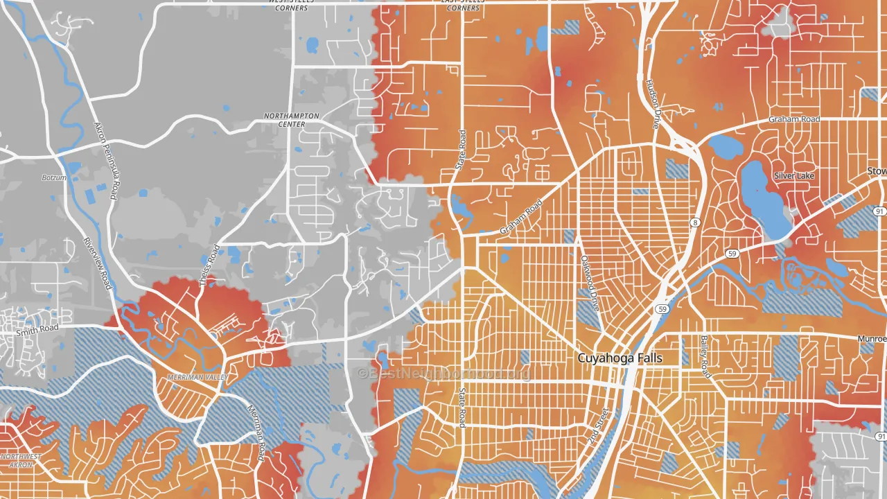 Transit Grade map of 44223, OH