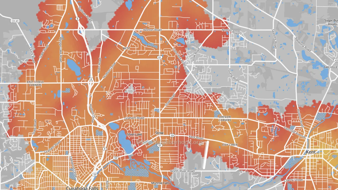 Transit Grade map of 44224, OH