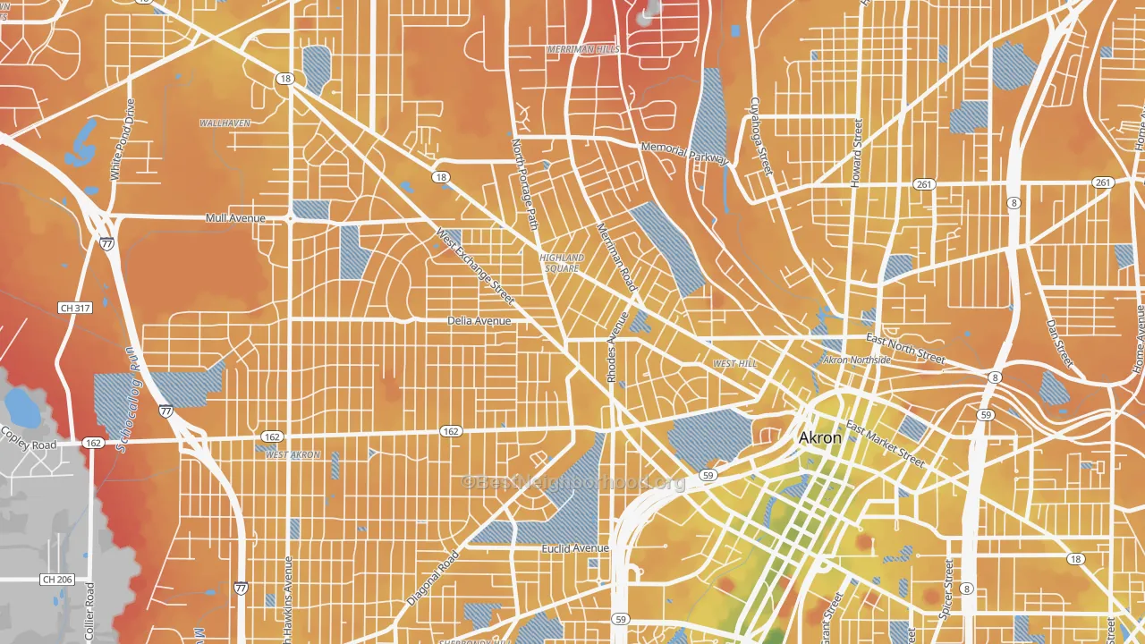 Transit Grade map of 44302, OH