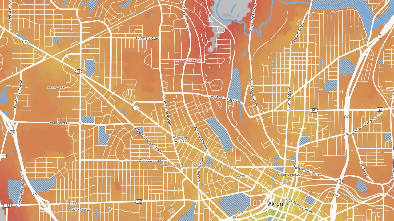 Transit Grade map of 44303, OH