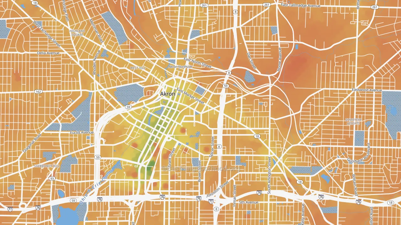 Transit Grade map of 44304, OH