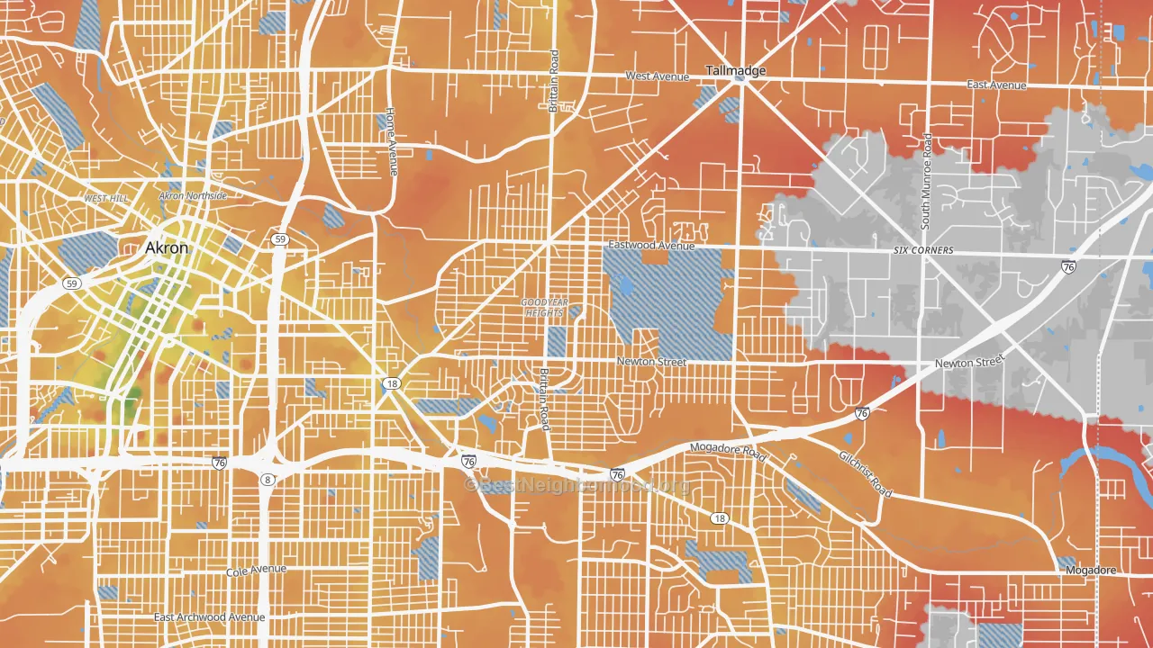 Transit Grade map of 44305, OH