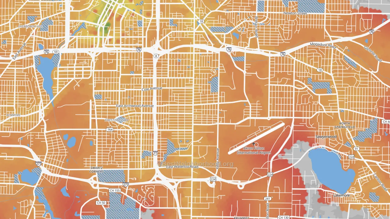 Transit Grade map of 44306, OH