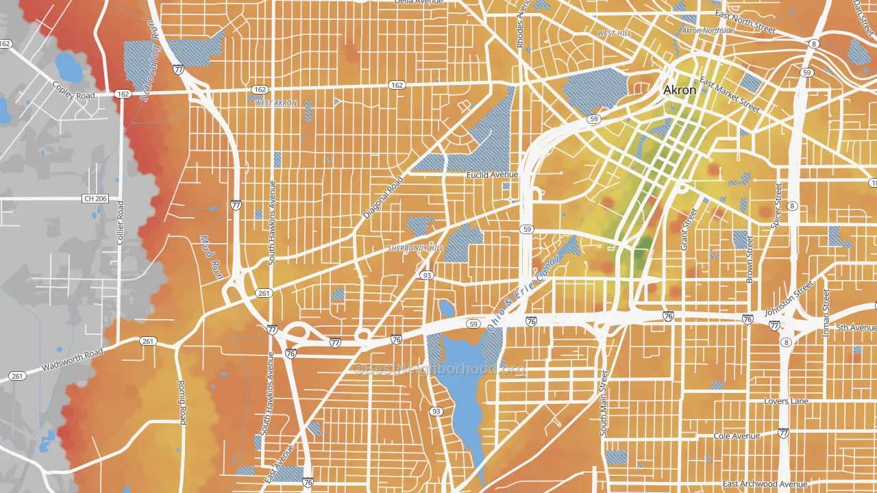 Transit Grade map of 44307, OH