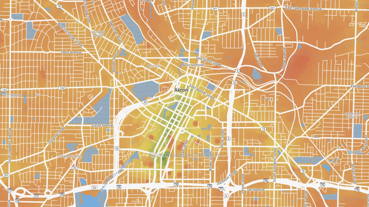 Transit Grade map of 44308, OH