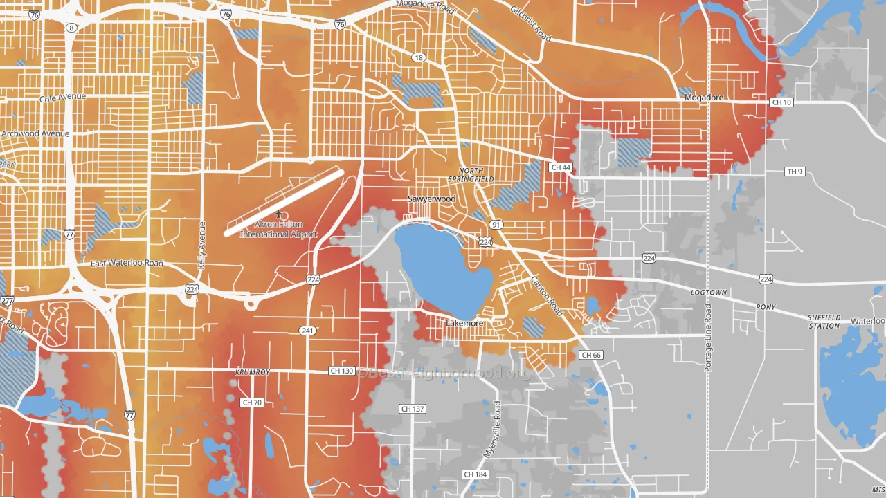 Transit Grade map of 44312, OH