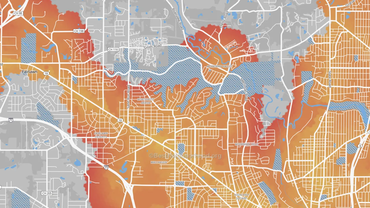 Transit Grade map of 44313, OH