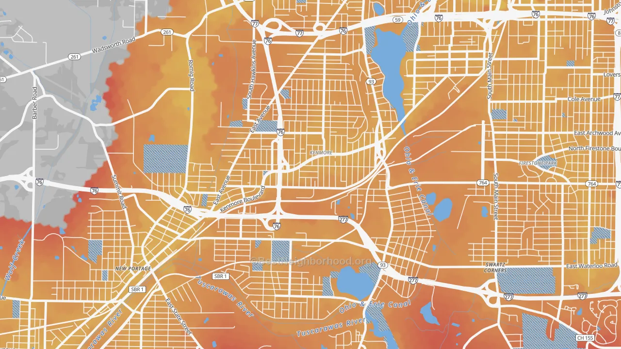 Transit Grade map of 44314, OH