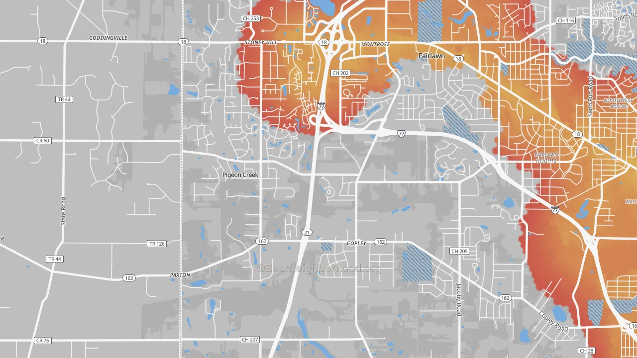 Transit Grade map of 44321, OH