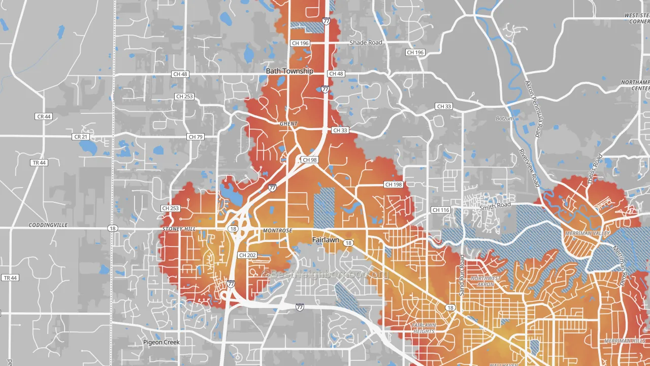 Transit Grade map of 44333, OH