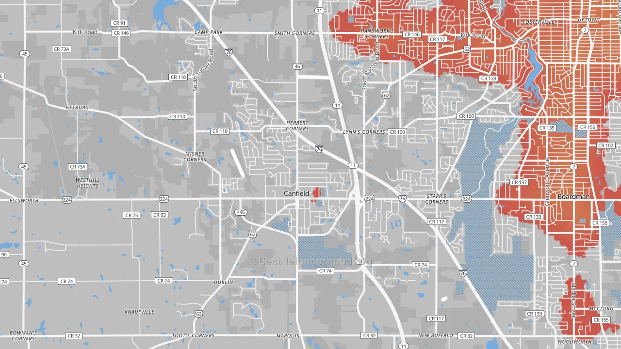 Transit Grade map of 44406, OH