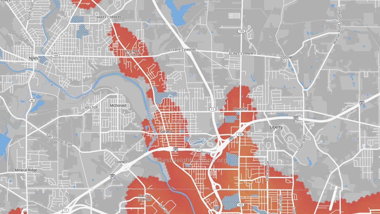 Transit Grade map of 44420, OH