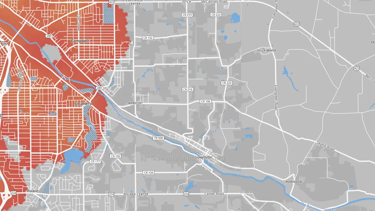 Transit Grade map of 44436, OH