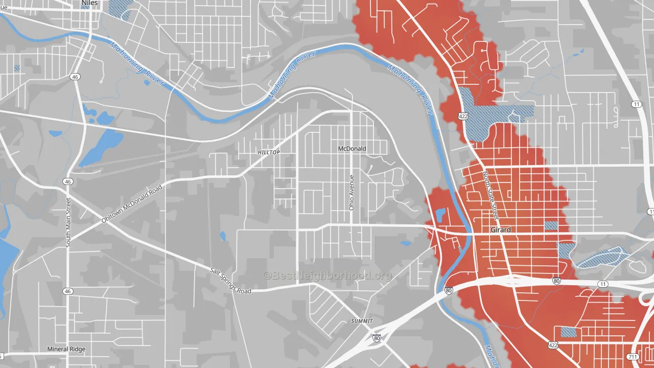 Transit Grade map of 44437, OH