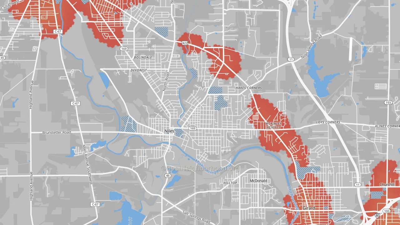Transit Grade map of 44446, OH