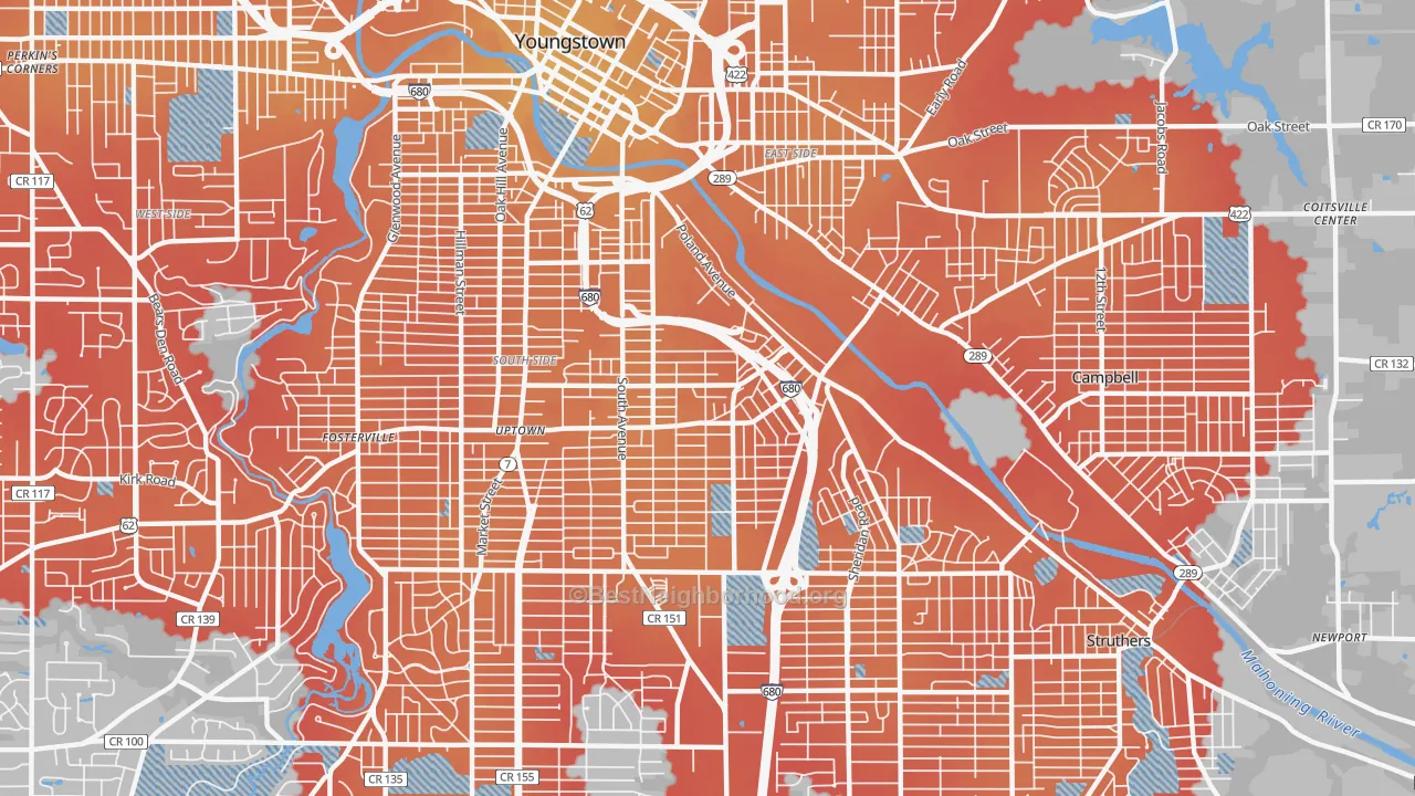 Transit Grade map of 44502, OH