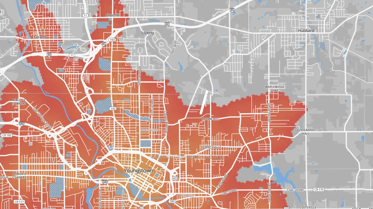 Transit Grade map of 44505, OH