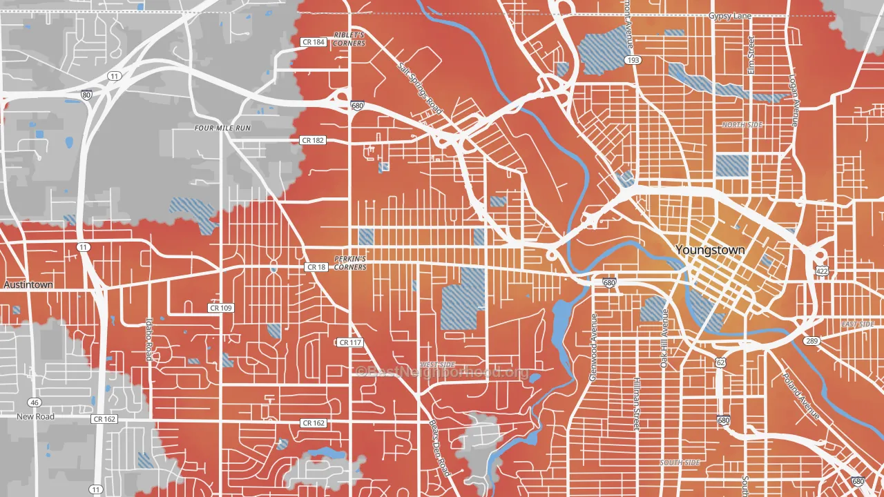 Transit Grade map of 44509, OH