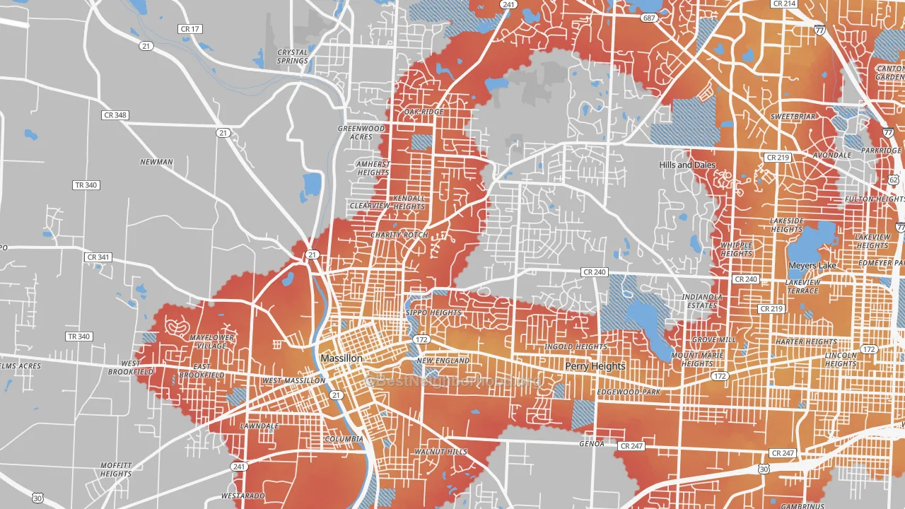 Transit Grade map of 44646, OH