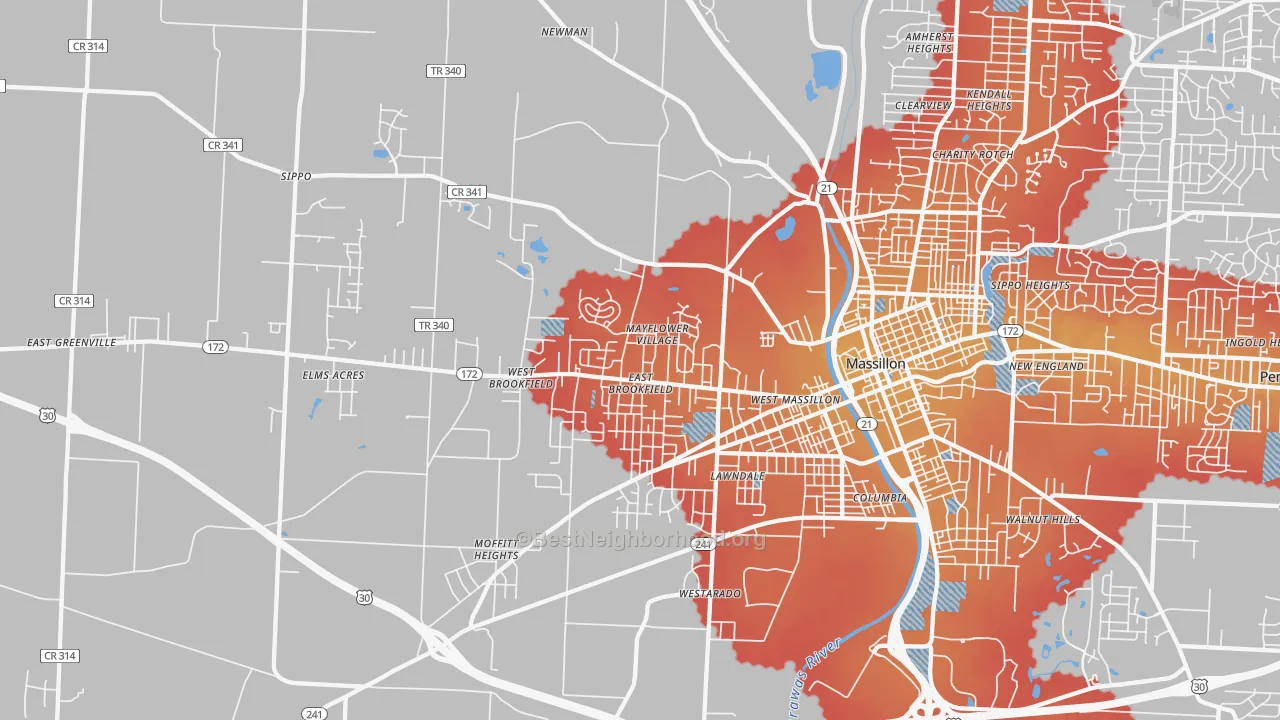 Transit Grade map of 44647, OH