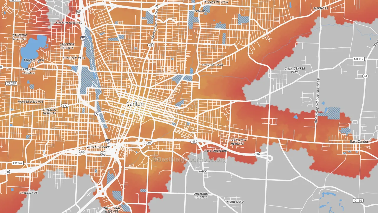Transit Grade map of 44704, OH