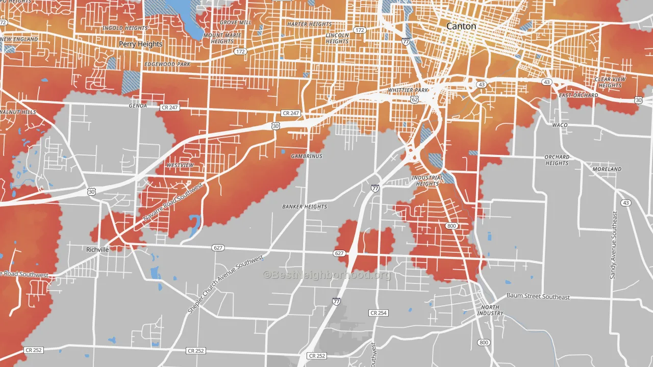 Transit Grade map of 44706, OH