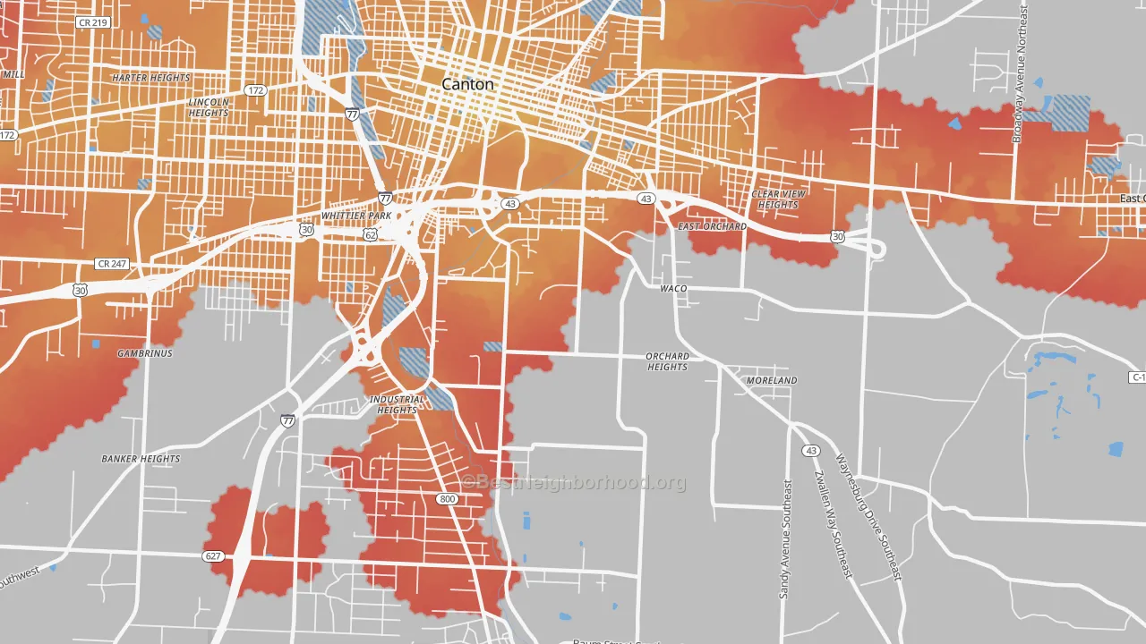 Transit Grade map of 44707, OH