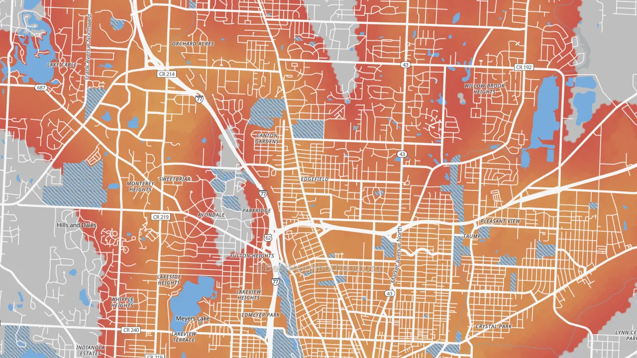 Transit Grade map of 44709, OH