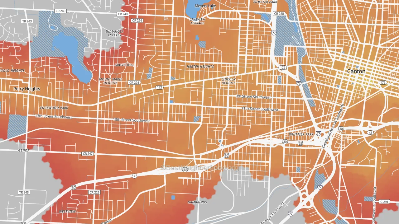 Transit Grade map of 44710, OH