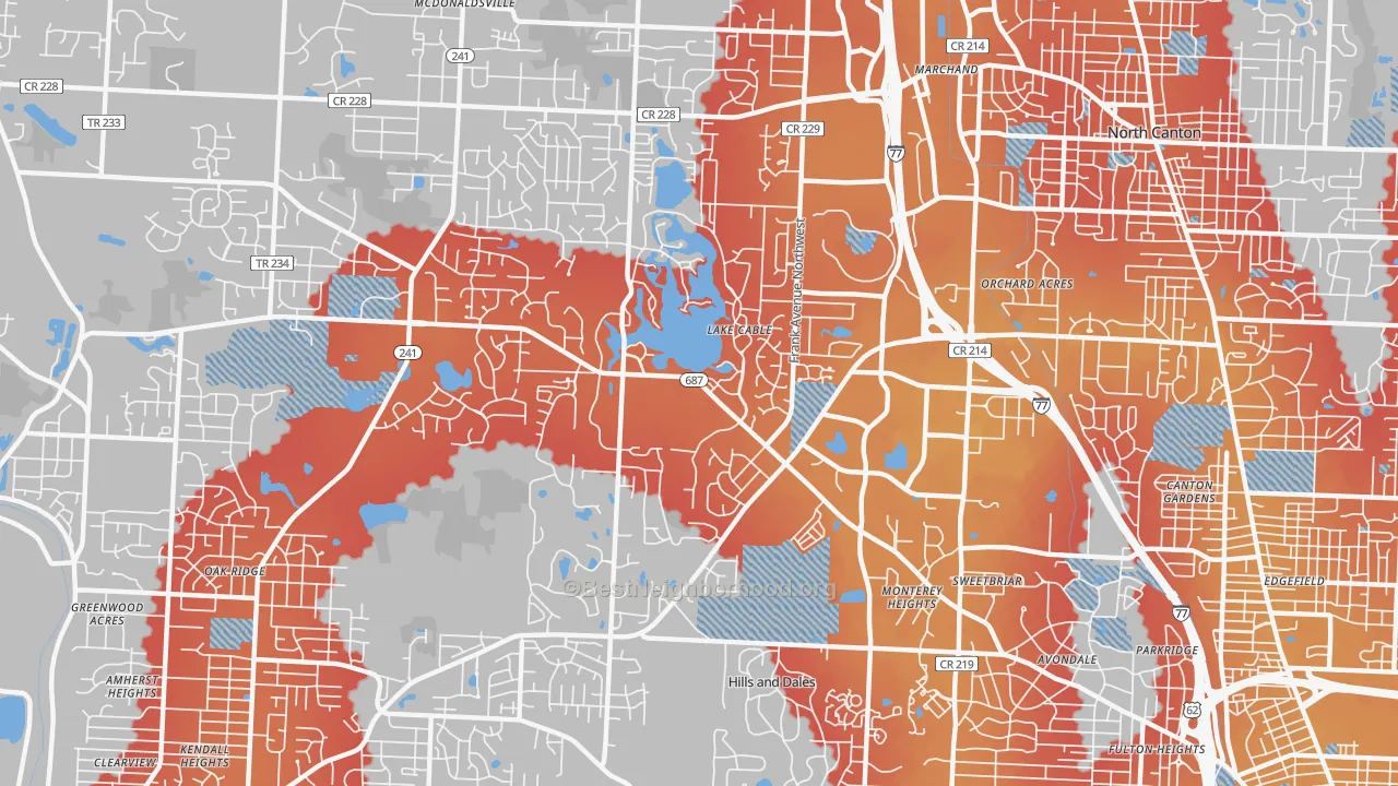 Transit Grade map of 44718, OH
