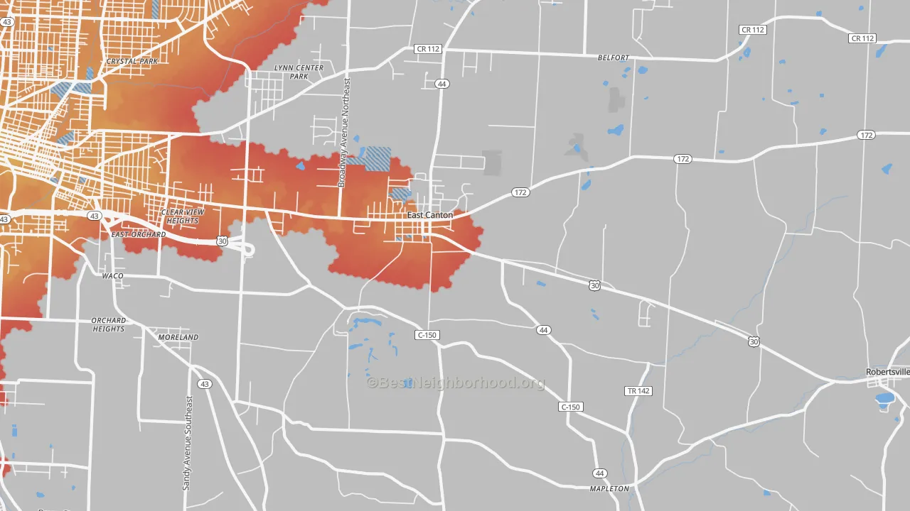 Transit Grade map of 44730, OH