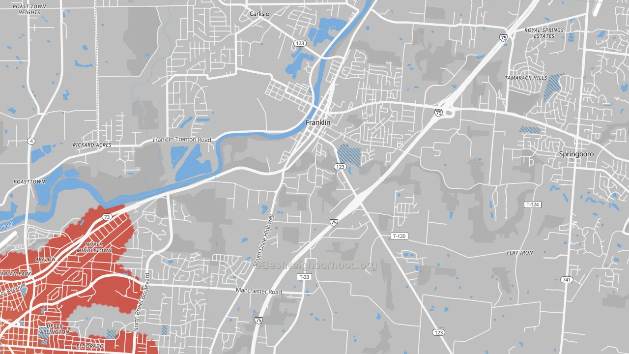 Transit Grade map of 45005, OH