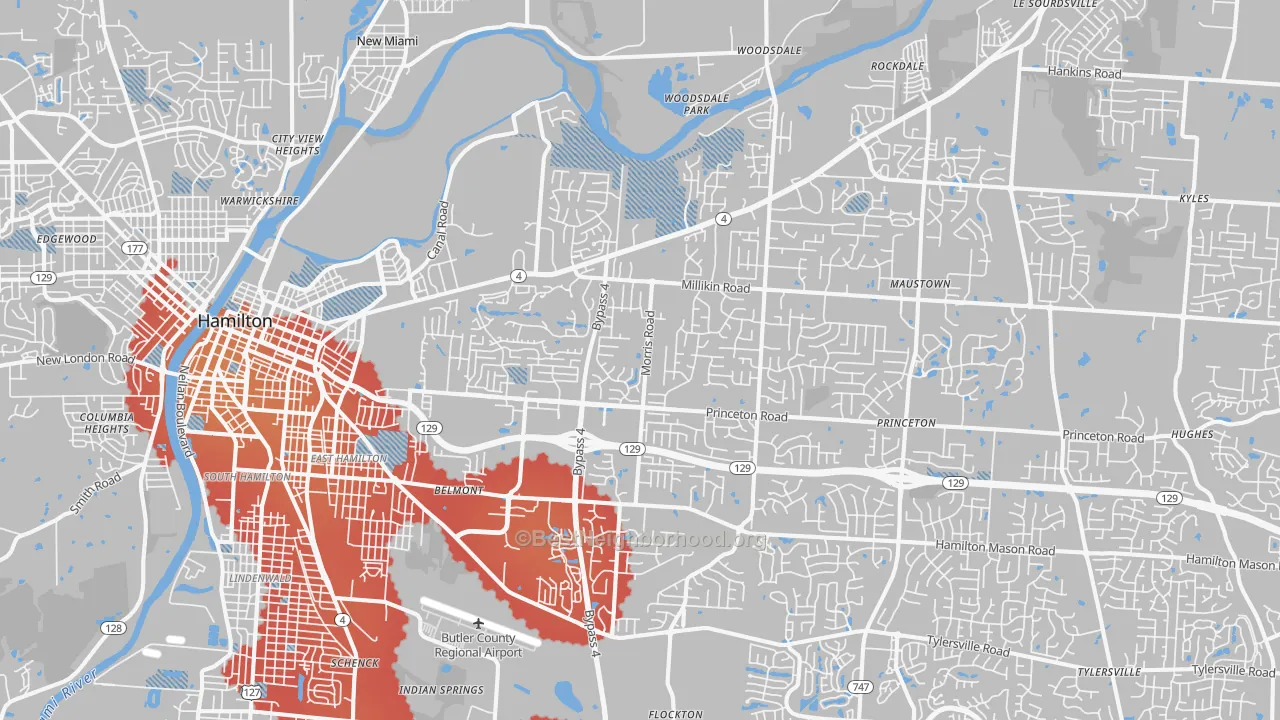 Transit Grade map of 45011, OH