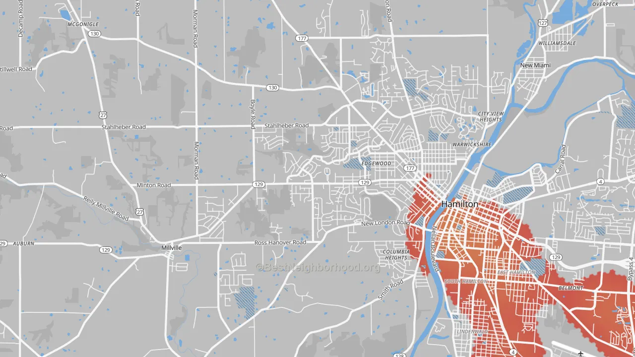 Transit Grade map of 45013, OH