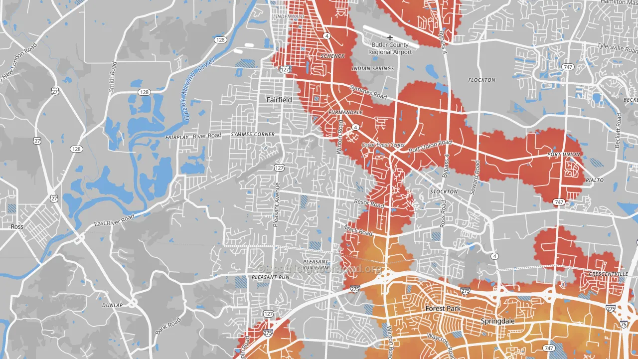 Transit Grade map of 45014, OH