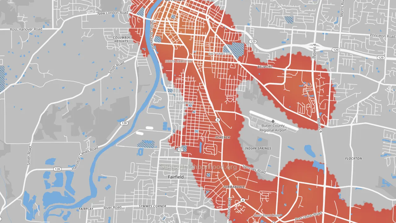 Transit Grade map of 45015, OH
