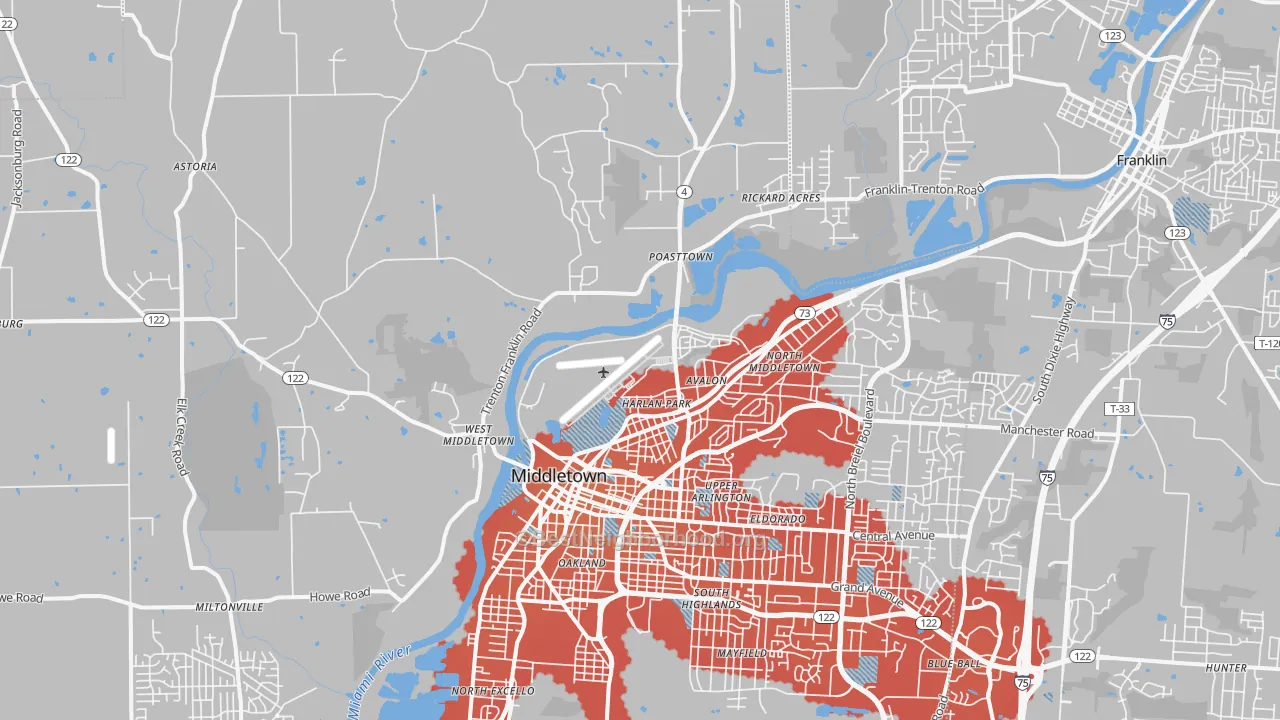 Transit Grade map of 45042, OH