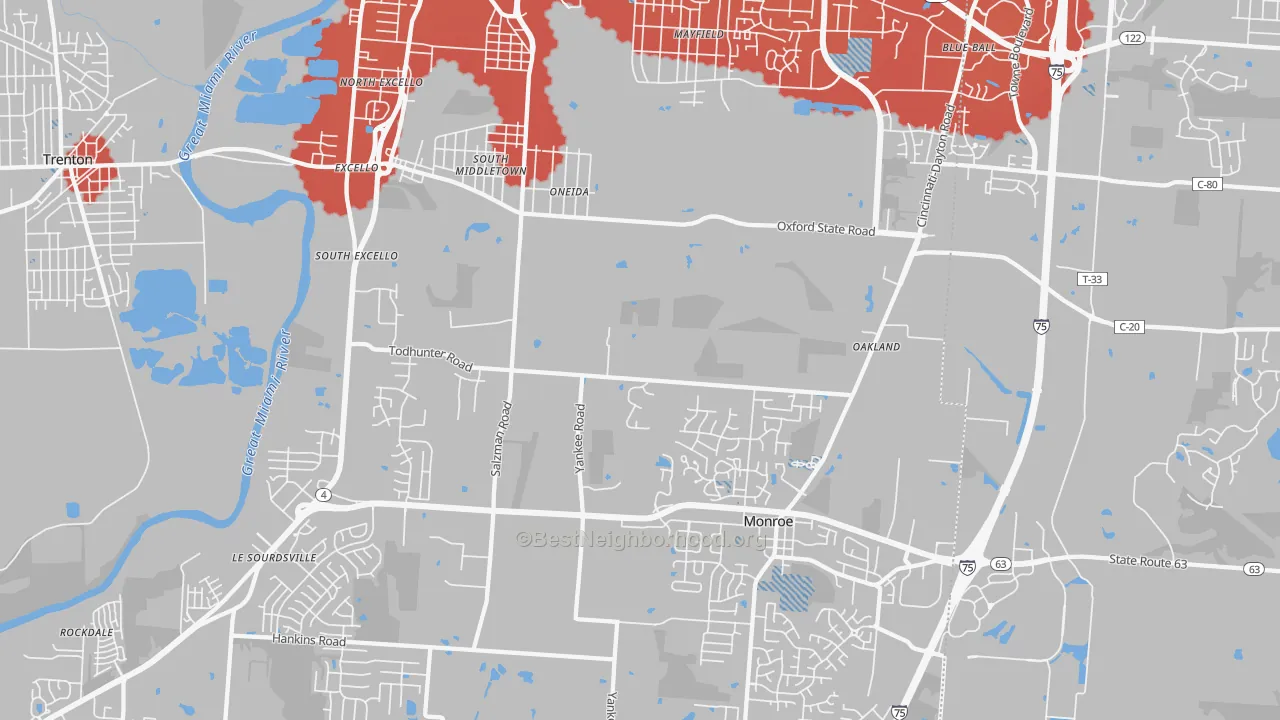 Transit Grade map of 45044, OH