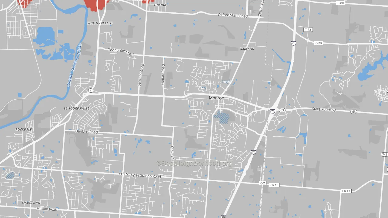 Transit Grade map of 45050, OH