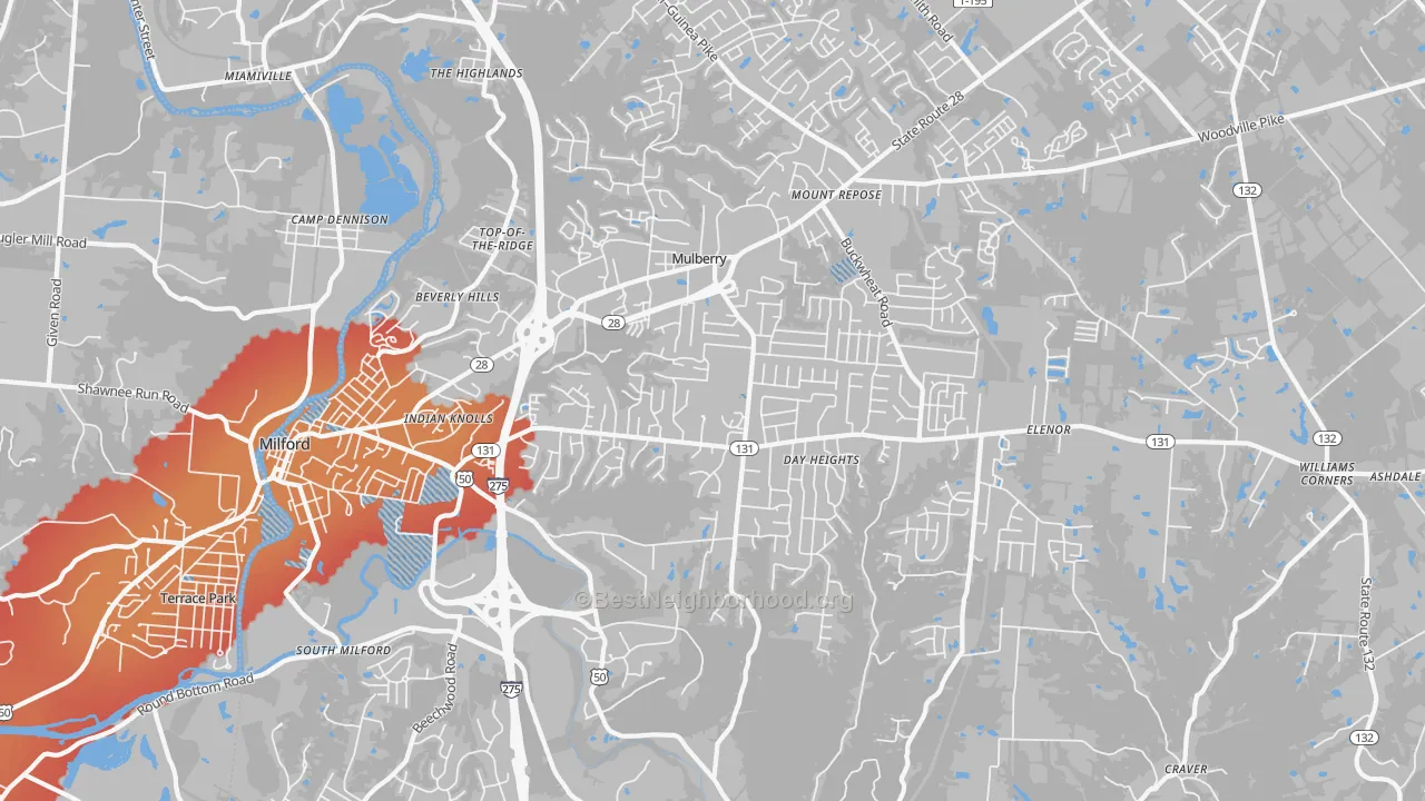 Transit Grade map of 45150, OH