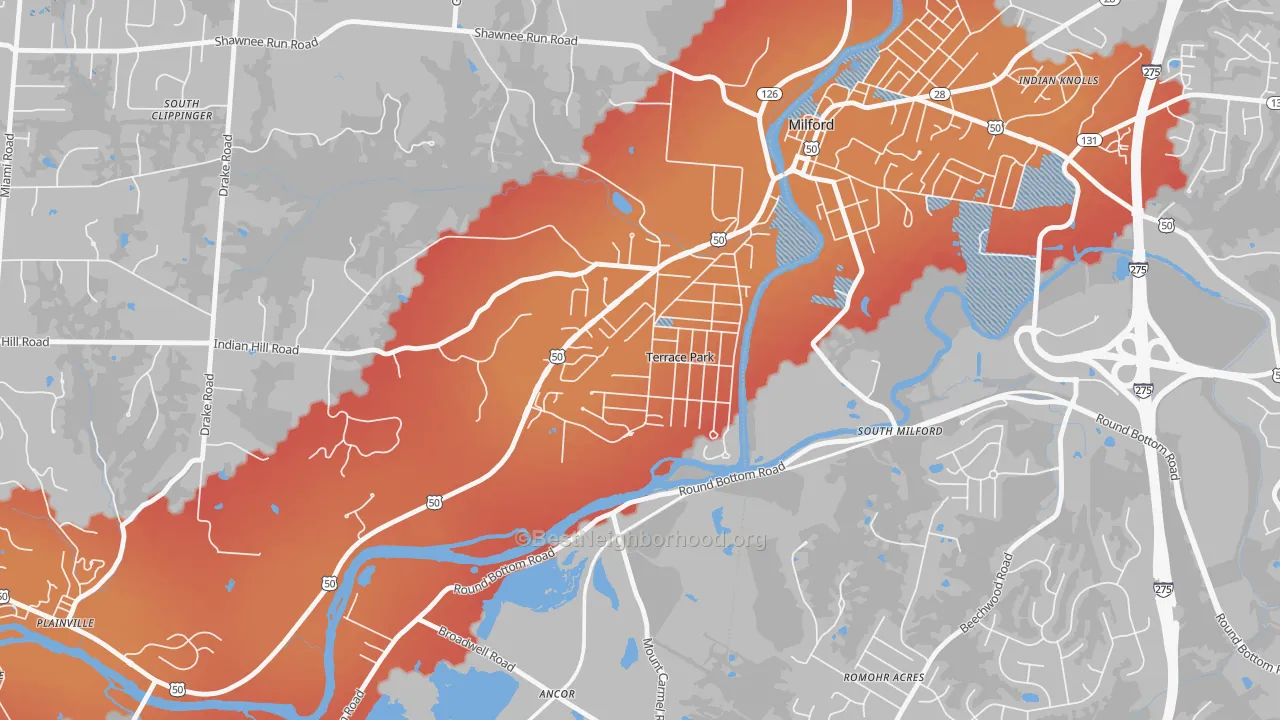 Transit Grade map of 45174, OH