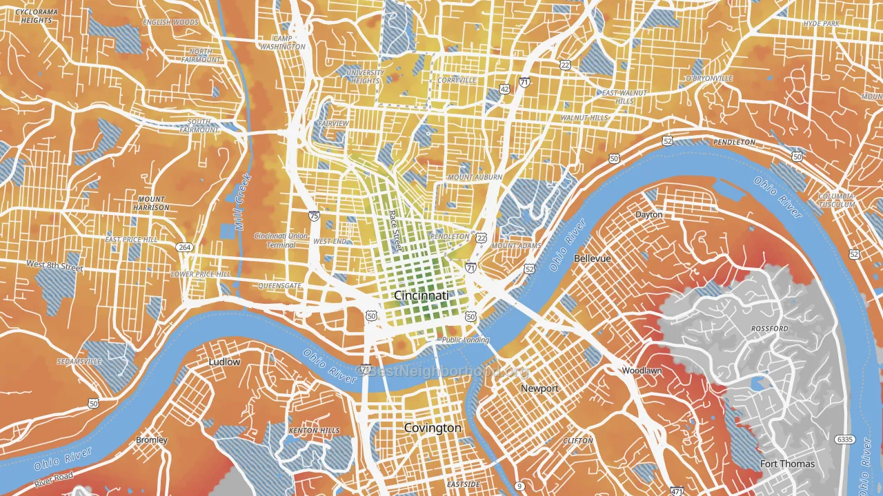 Transit Grade map of 45202, OH