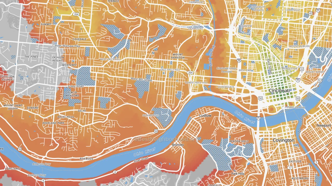 Transit Grade map of 45204, OH