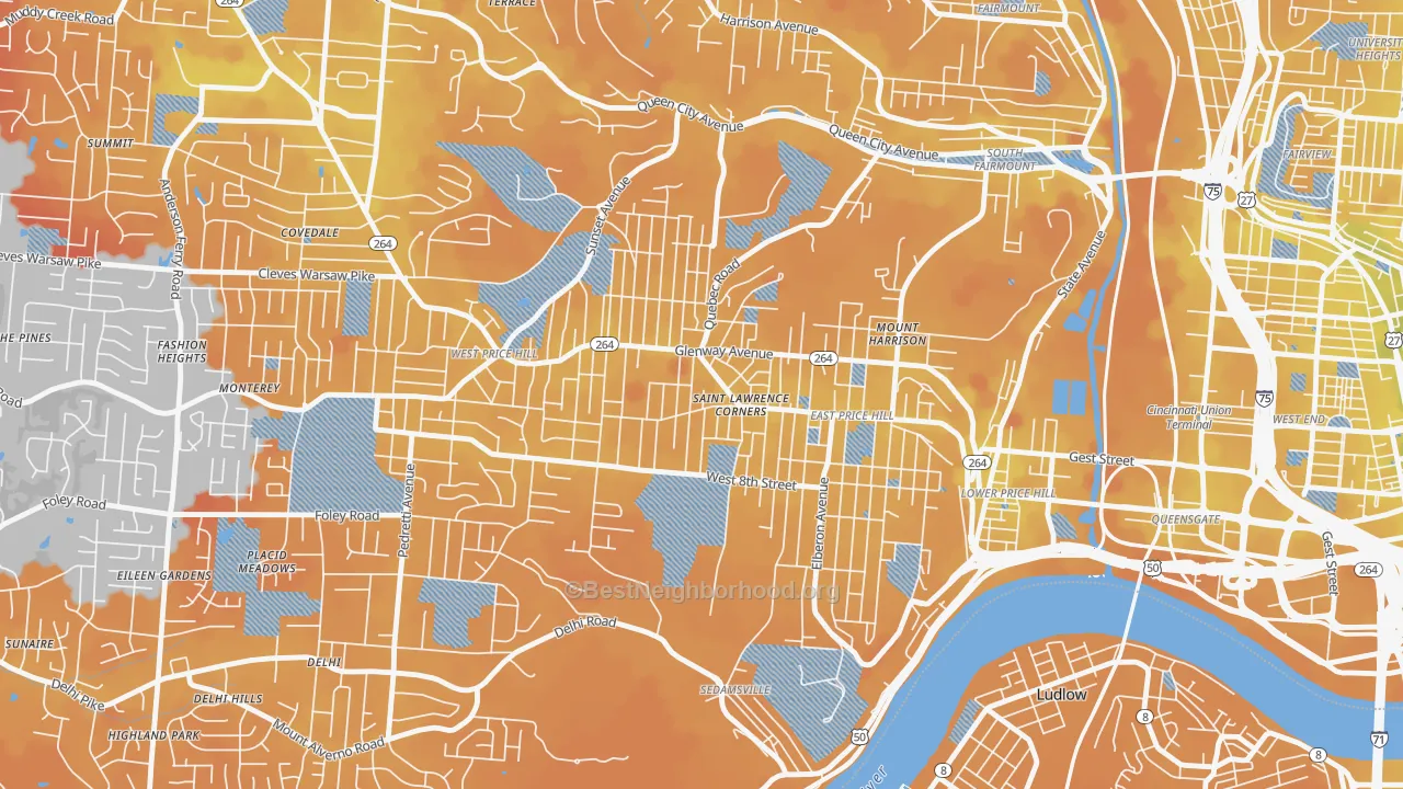 Transit Grade map of 45205, OH