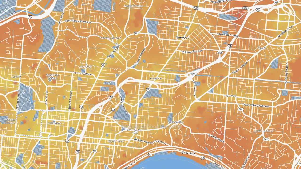 Transit Grade map of 45207, OH