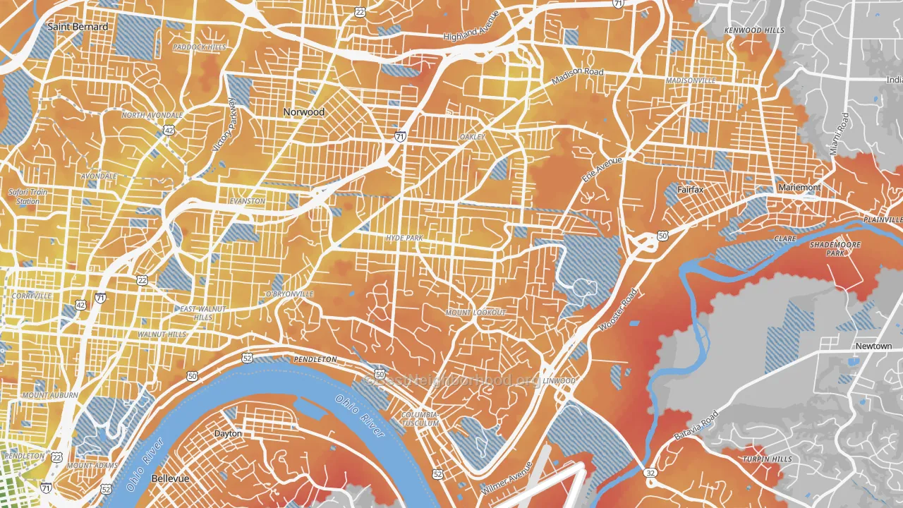 Transit Grade map of 45208, OH