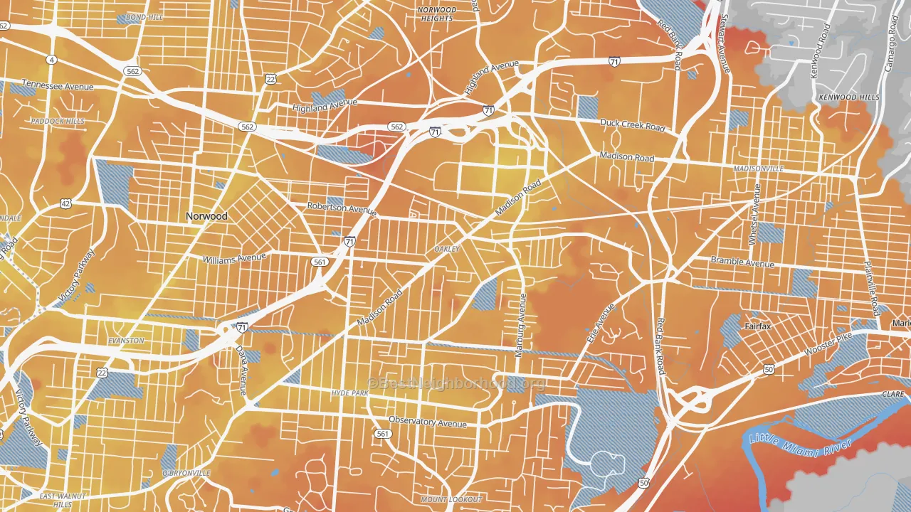 Transit Grade map of 45209, OH